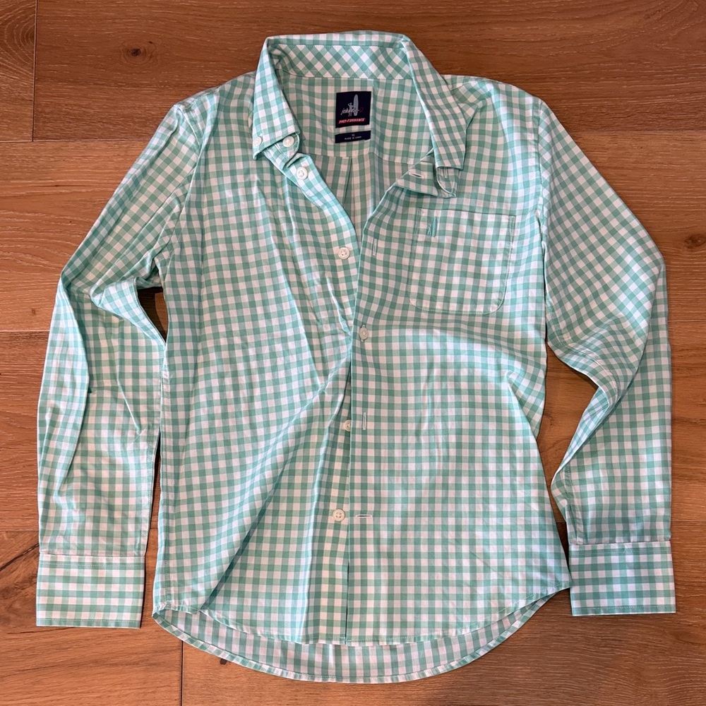 johnnie-O Mint Checkered Shirt